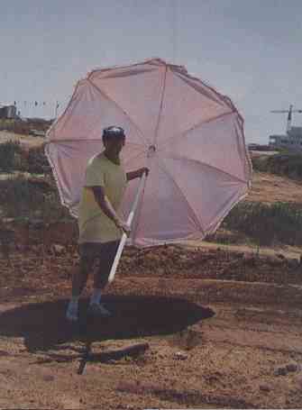 4X1IF catches his umbrella - or is it a parabolic reflector?