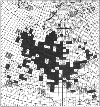 European grid squares worked in the 1998 contest