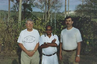 Left to right: Jim 8P9BI (K4BI), Michael David, 8P9JM Mario (K2ZD)