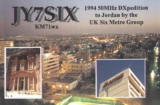 The JY7SIX QSL card 