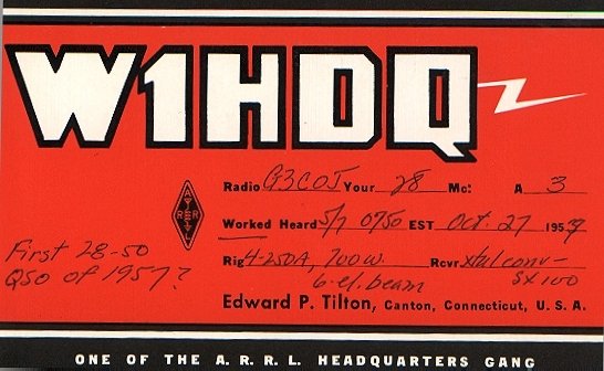 W1HDQ's 1957 QSL card