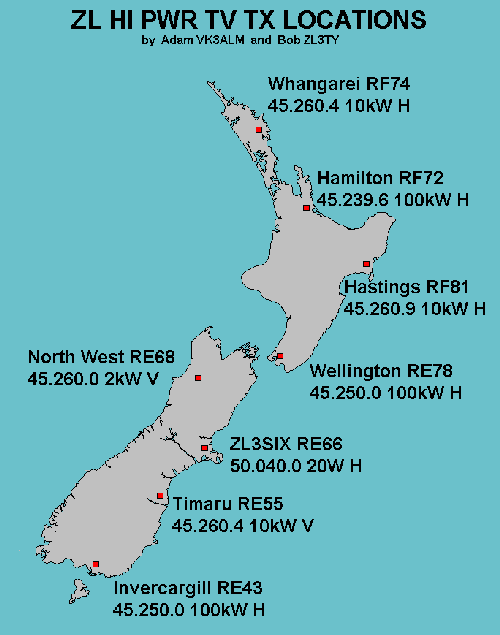 Map of ZL TV Transmitters